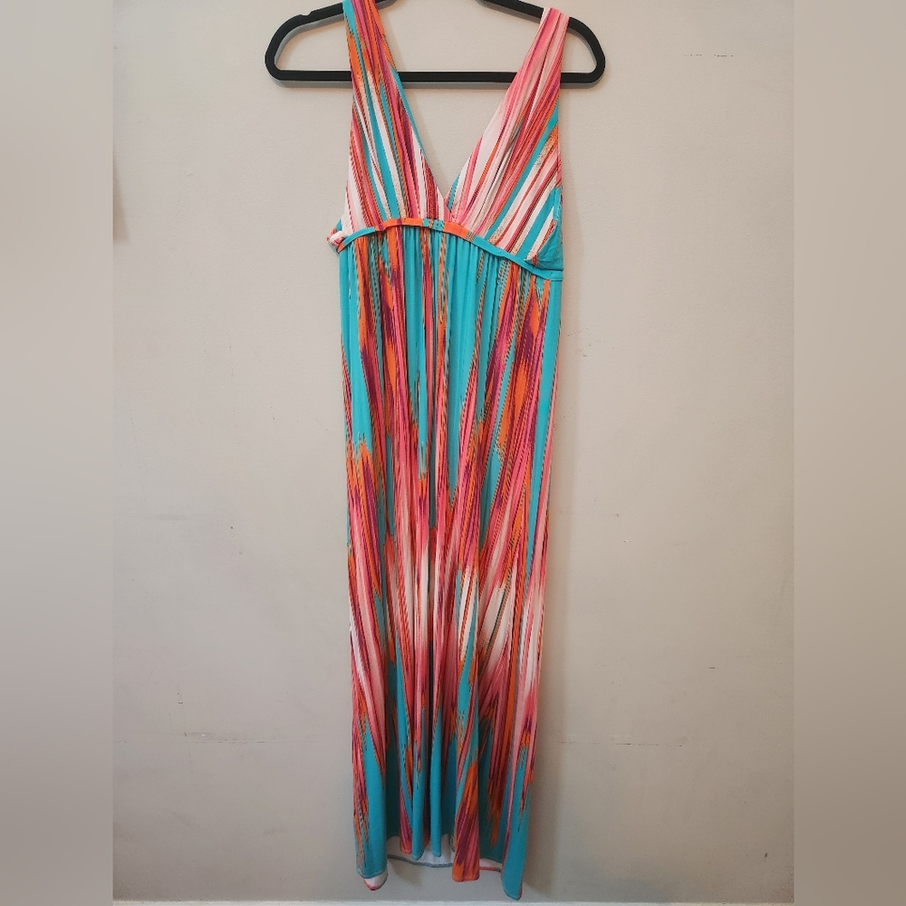 Tart Pink and Blue Halter  MATERNITY Maxi Sundress